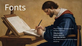 This presentation template uses the
following free fonts:
Fonts
Titles: Buenard
Headers: Buenard
Body Copy: DM Sans
You can find these fonts online too. Happy
designing!
 