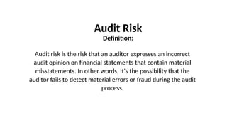 Types of Risk, Audit Risk, Control Risk, examples Details | PPT