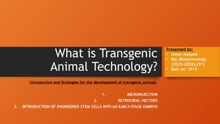 Transgenic Animal Technology (Animal biotechnology) | PPTX