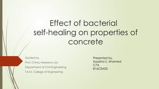 bacterial self healing of concrete presentation | PPTX