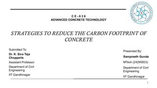 Strategies to reduce the carbon footprint of concrete | PDF