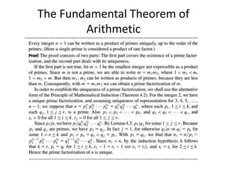 The Fundamental Theorem of
Arithmetic
 