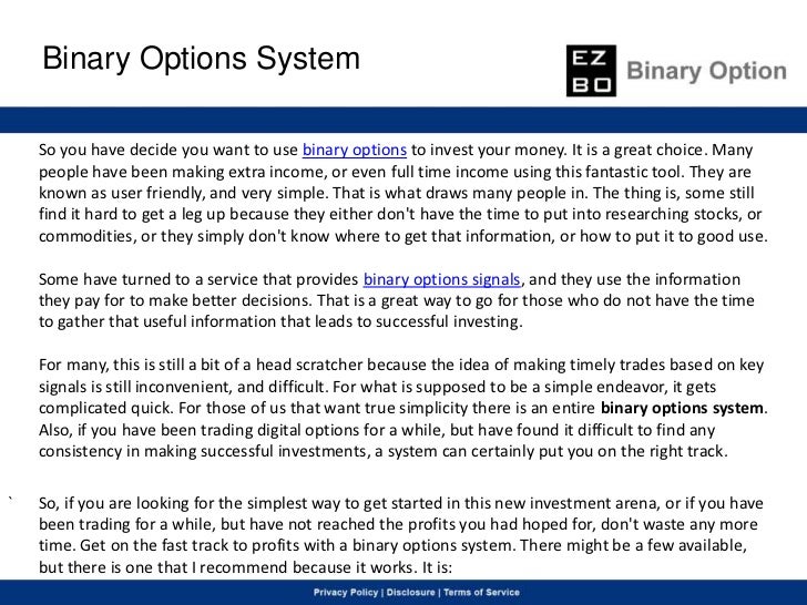 Binary investment plan