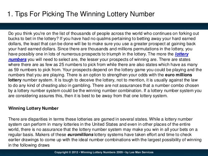 how to pick the winning lotto numbers
