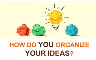 HOW DO YOU ORGANIZE 
YOUR IDEAS? 
 