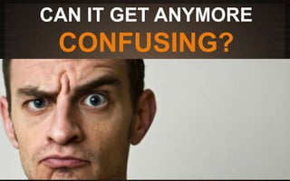 CAN IT GET ANYMORE 
CONFUSING? 
 