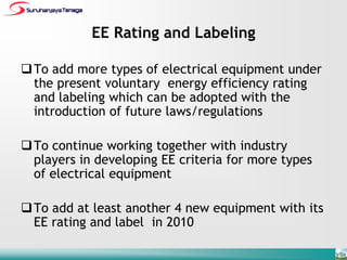 Energy Efficiency Standard and labeling in Malaysia 2010 | PDF