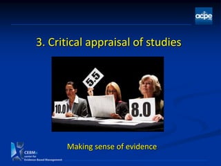 3. Critical appraisal of studies
Making sense of evidence
 