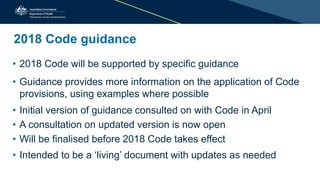 2018 Code guidance
• 2018 Code will be supported by specific guidance
• Guidance provides more information on the application of Code
provisions, using examples where possible
• Initial version of guidance consulted on with Code in April
• A consultation on updated version is now open
• Will be finalised before 2018 Code takes effect
• Intended to be a ‘living’ document with updates as needed
 