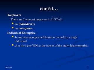Presentation - all Taxes from SIGTAS.ppt