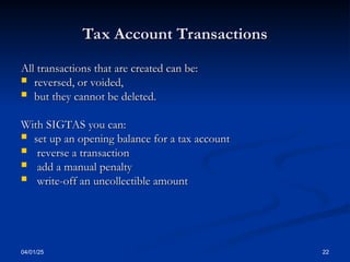 Presentation - all Taxes from SIGTAS.ppt