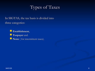 Presentation - all Taxes from SIGTAS.ppt