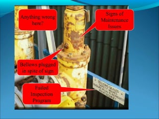 Bellows plugged
in spite of sign
Anything wrong
here?
Failed
Inspection
Program
Signs of
Maintenance
Issues
 