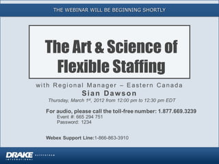 THE WEBINAR WILL BE BEGINNING SHORTLY




The Art & Science of
  Flexible Staffing
 