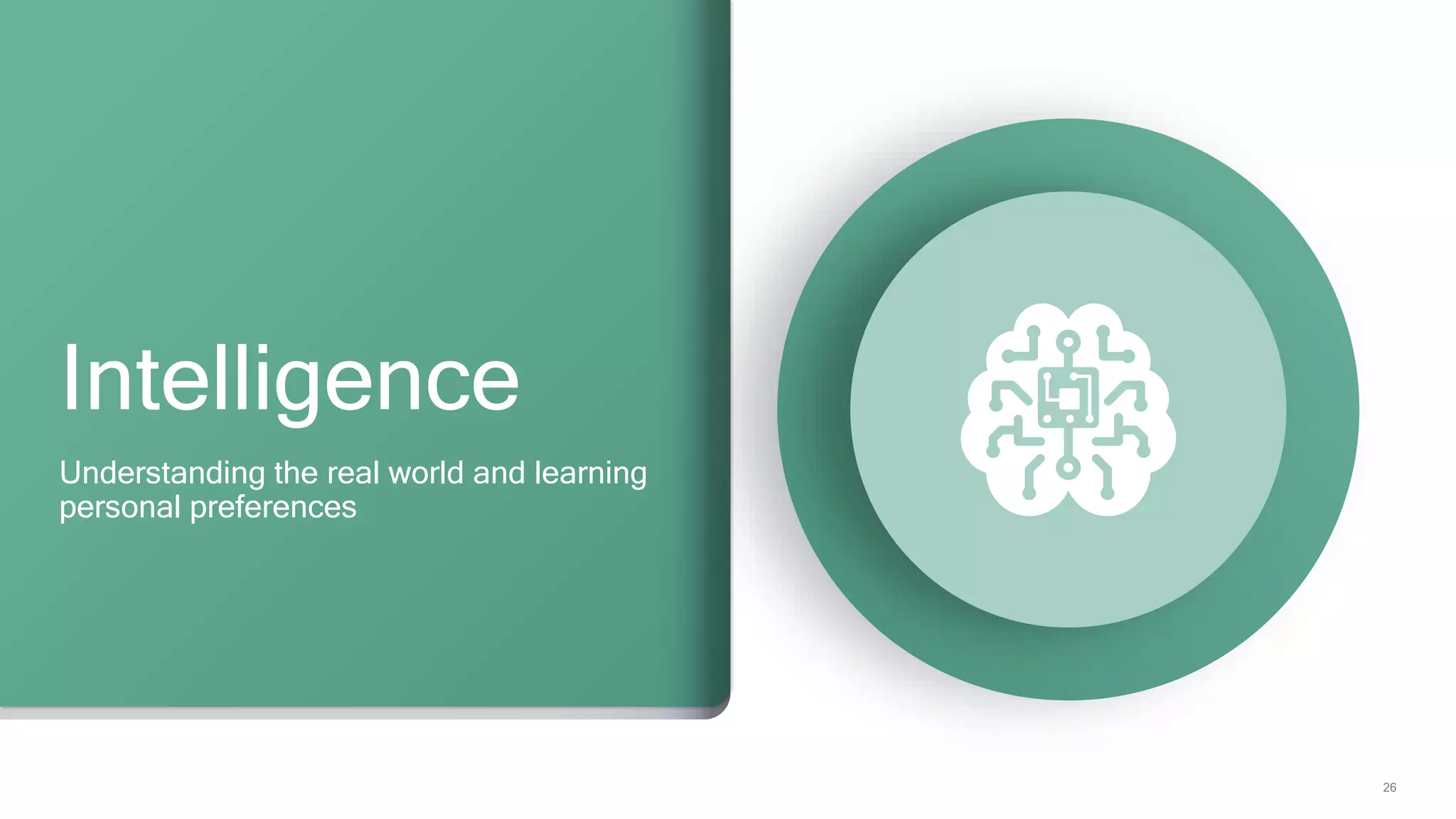 26
Intelligence
Understanding the real world and learning
personal preferences
 