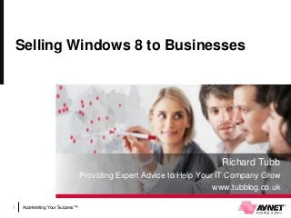 Selling Windows 8 to Businesses




                                                                      Richard Tubb
                                 Providing Expert Advice to Help Your IT Company Grow
                                                                     www.tubblog.co.uk

1   Accelerating Your Success™
 
