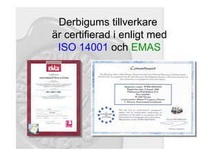 Derbigums tillverkare
är certifierad i enligt med
 ISO 14001 och EMAS
 