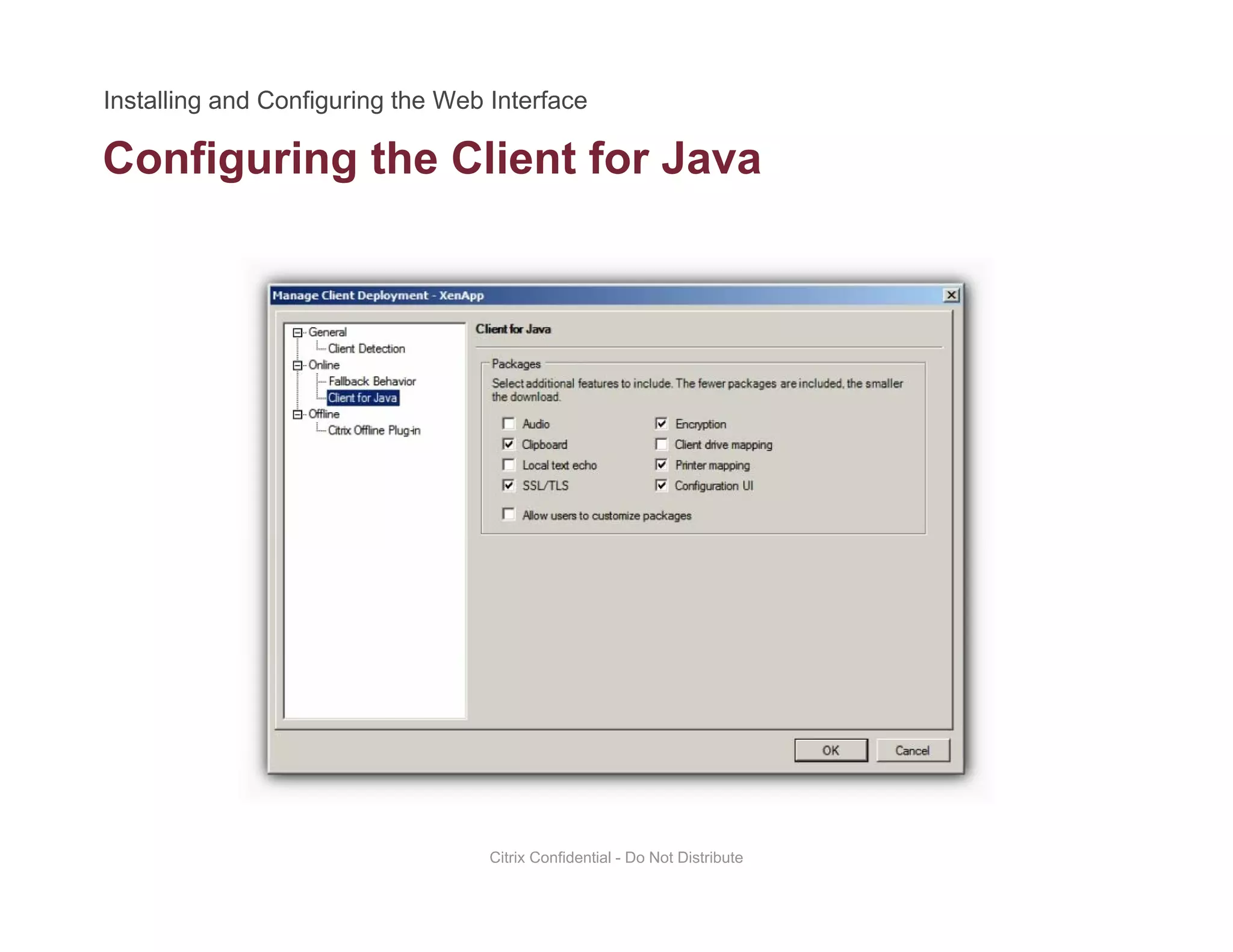 Configuring the Client for Javag g
Citrix Confidential - Do Not Distribute
 