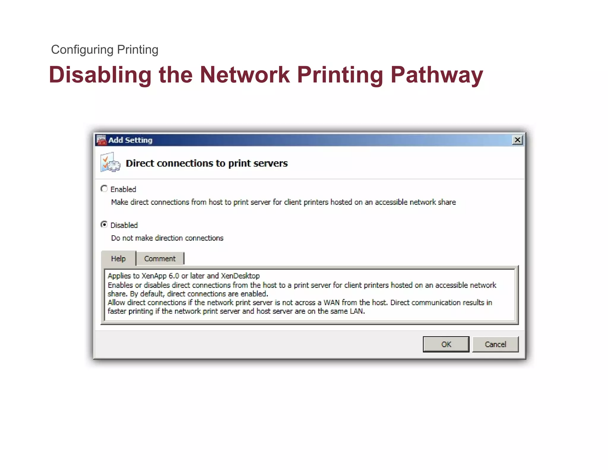 Disabling the Network Printing Pathwayg g y
 
