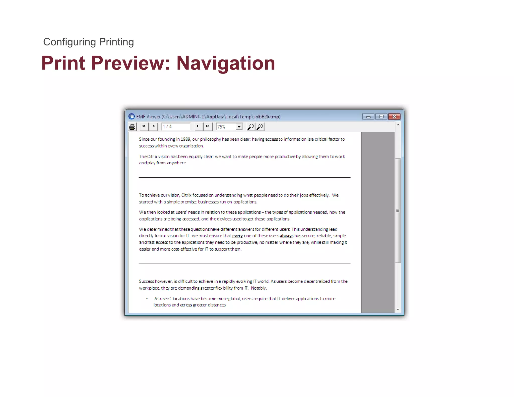 Print Preview: Navigationg
 