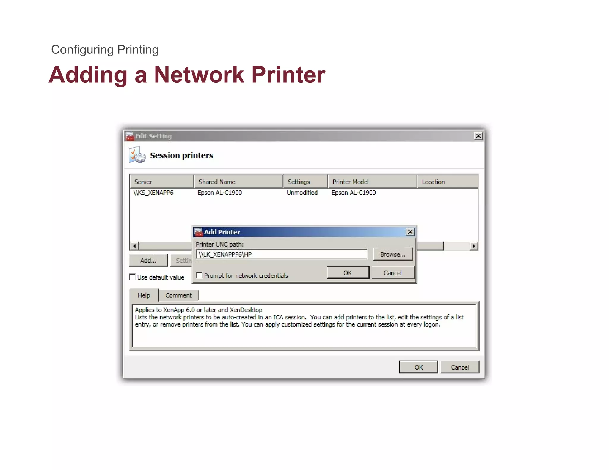 Adding a Network Printerg
 