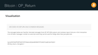 Bitcoin : OP_Return
Visualisation
 