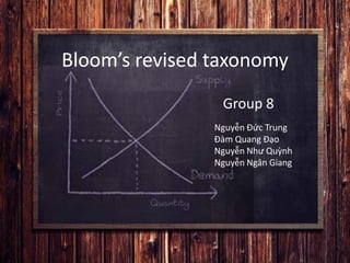 Bloom’s revised taxonomy
Group 8
Nguyễn Đức Trung
Đàm Quang Đạo
Nguyễn Như Quỳnh
Nguyễn Ngân Giang
 