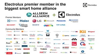 + Premier Members 
Electrolux premier member in the 
biggest smart home alliance 
Community Members 
30 
 