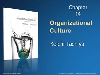 Organizational
Culture
McShane/Von Glinow OB 6e © 2013 The McGraw-Hill Companies, Inc. All rights reserved1
Koichi Tachiya
 