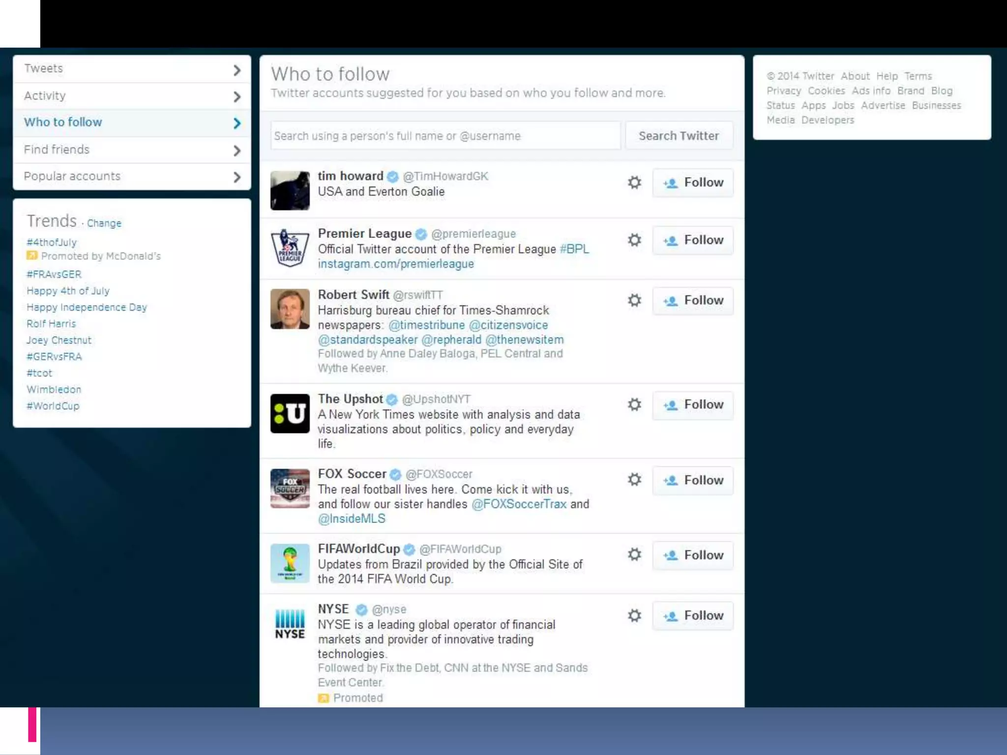 DISCOVER – WHO TO FOLLOW
 