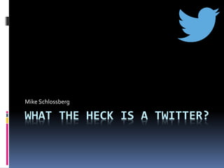 WHAT THE HECK IS A TWITTER?
Mike Schlossberg
 