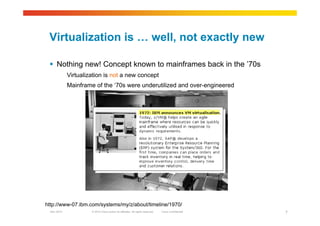 © 2010 Cisco and/or its affiliates. All rights reserved. Cisco ConfidentialGarr 2010 7
http://www-07.ibm.com/systems/my/z/about/timeline/1970/
Virtualization is … well, not exactly new
 Nothing new! Concept known to mainframes back in the ’70s
Virtualization is not a new concept
Mainframe of the ‘70s were underutilized and over-engineered
 