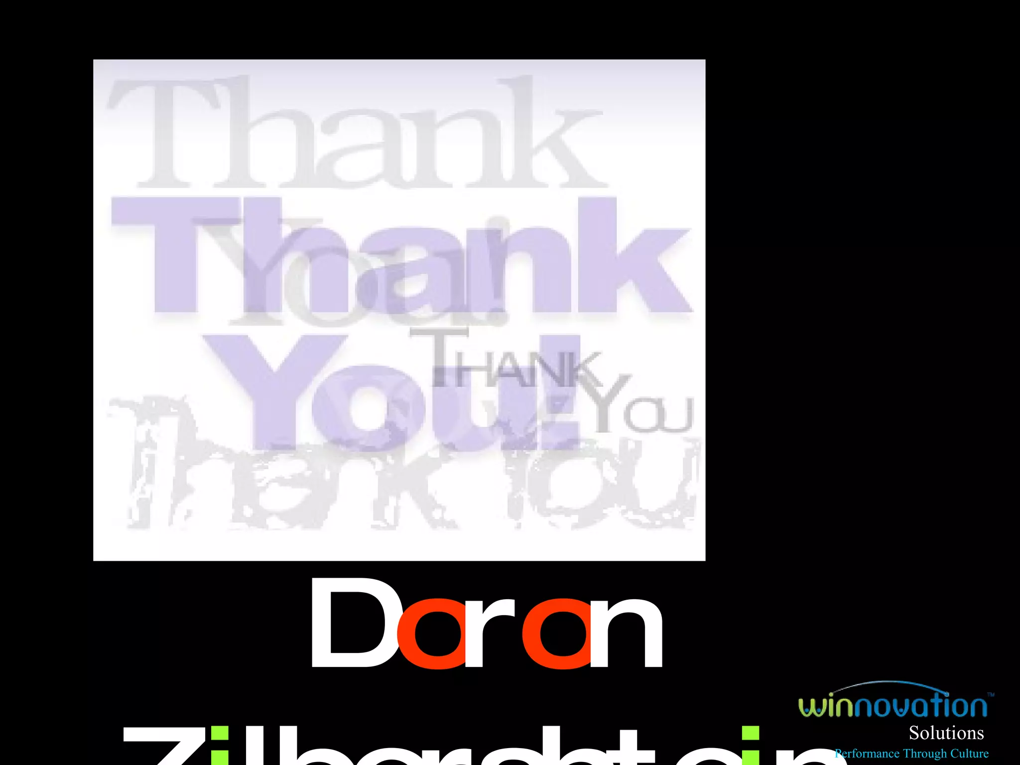 Thank you!  D o r o n Z i lbershte i n Solutions Performance Through Culture 