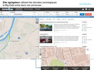 Site agrégateur utilisant les données sociologiques
la Big Data entre dans nos annonces…
3) La Big data
 