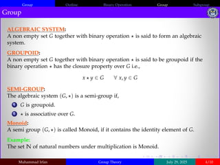 Comprehensive Introduction to Group Theory: Binary Operations, Groups ...