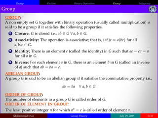 Comprehensive Introduction to Group Theory: Binary Operations, Groups ...