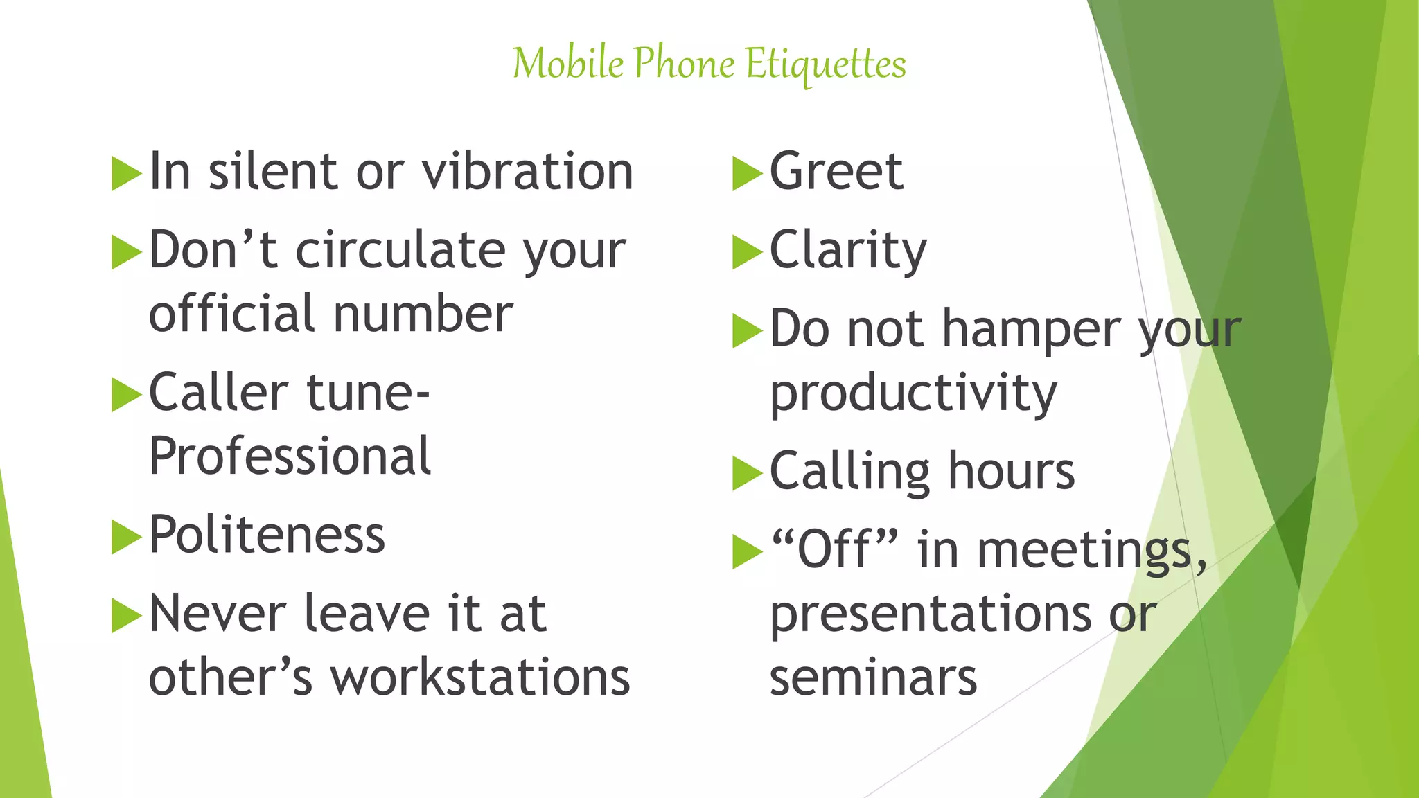 PPT Presentation corporate etiquette by Nakentoh | PPTX