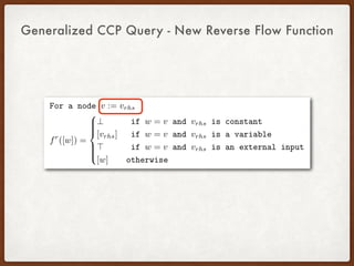 Generalized CCP Query - New Reverse Flow Function
 