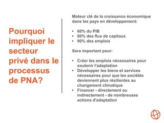 Acteurs, instruments, et échelles
Adapté de UNEP FI, et al., 2016
 