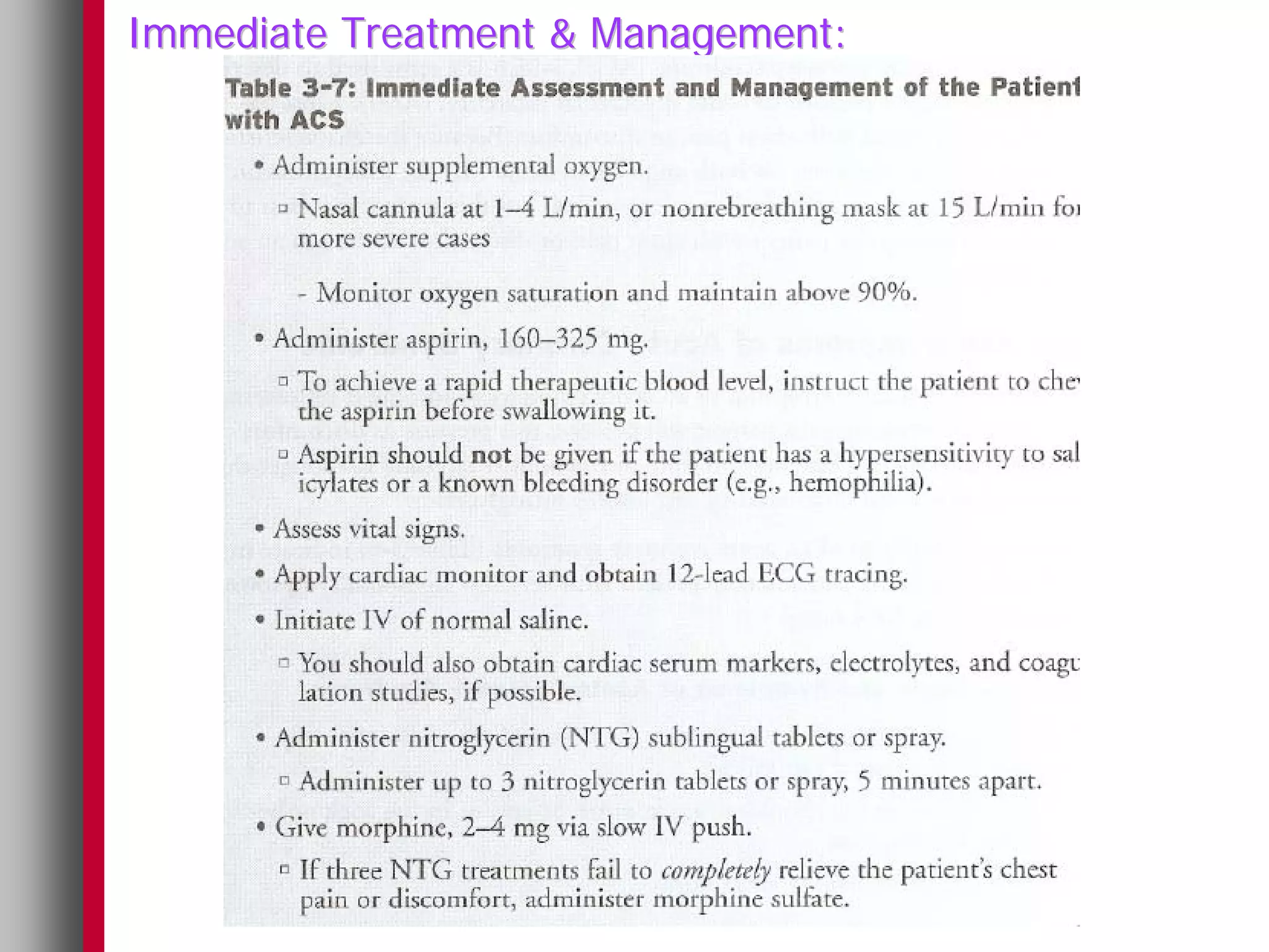 Immediate Treatment & Management:
 