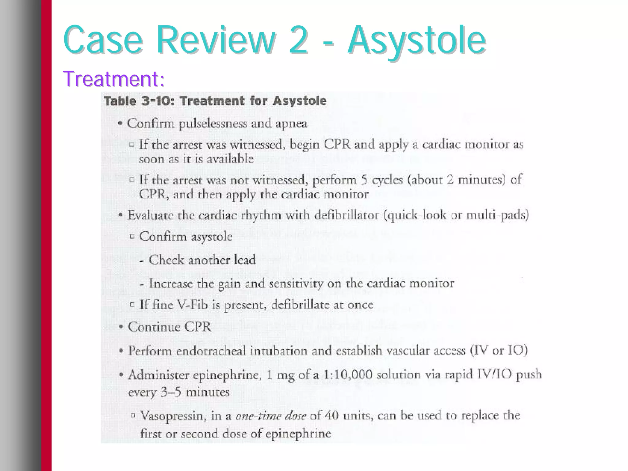 Case Review 2 - Asystole
Treatment:
 