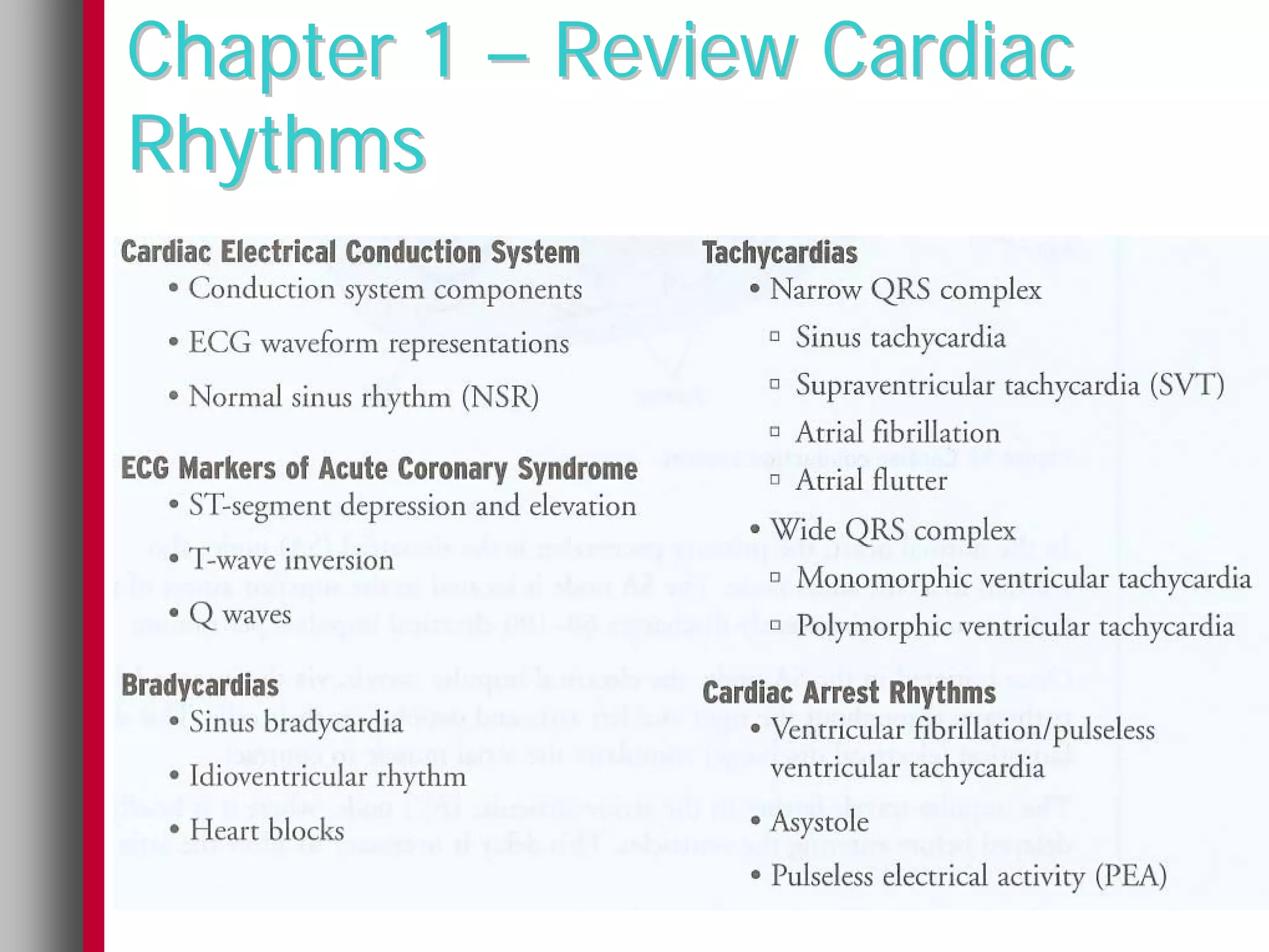 Chapter 1 – Review Cardiac
Rhythms
 