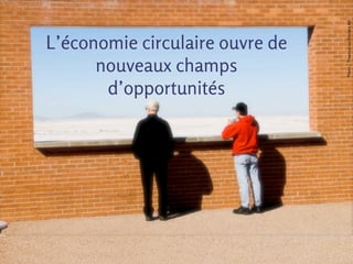 environnementales
optimisation
des ressources
disparition de la
notion de déchets
économiques
création de
valeur partagée
nouveaux
business models
Les opportunités de l’économie circulaire
 