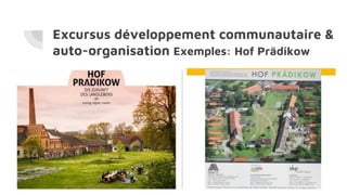 Excursus développement communautaire &
auto-organisation Exemples: Hof Prädikow
 