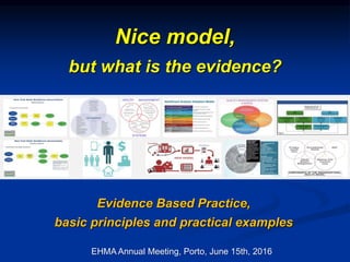 Nice model,
but what is the evidence?
EHMA Annual Meeting, Porto, June 15th, 2016
Evidence Based Practice,
basic principles and practical examples
 