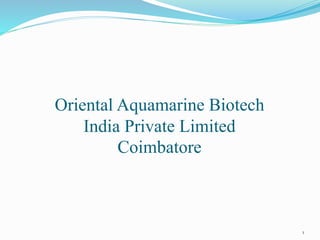 Oriental Aquamarine Biotech
India Private Limited
Coimbatore
1
 