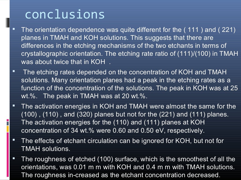 Difference In Anisotropic Etching Properties Of Koh And – WXSPZZ