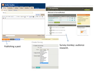 Survey monkey: audience
Publishing a post
                    research.
 