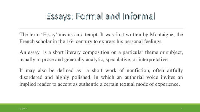 Informal essay sample