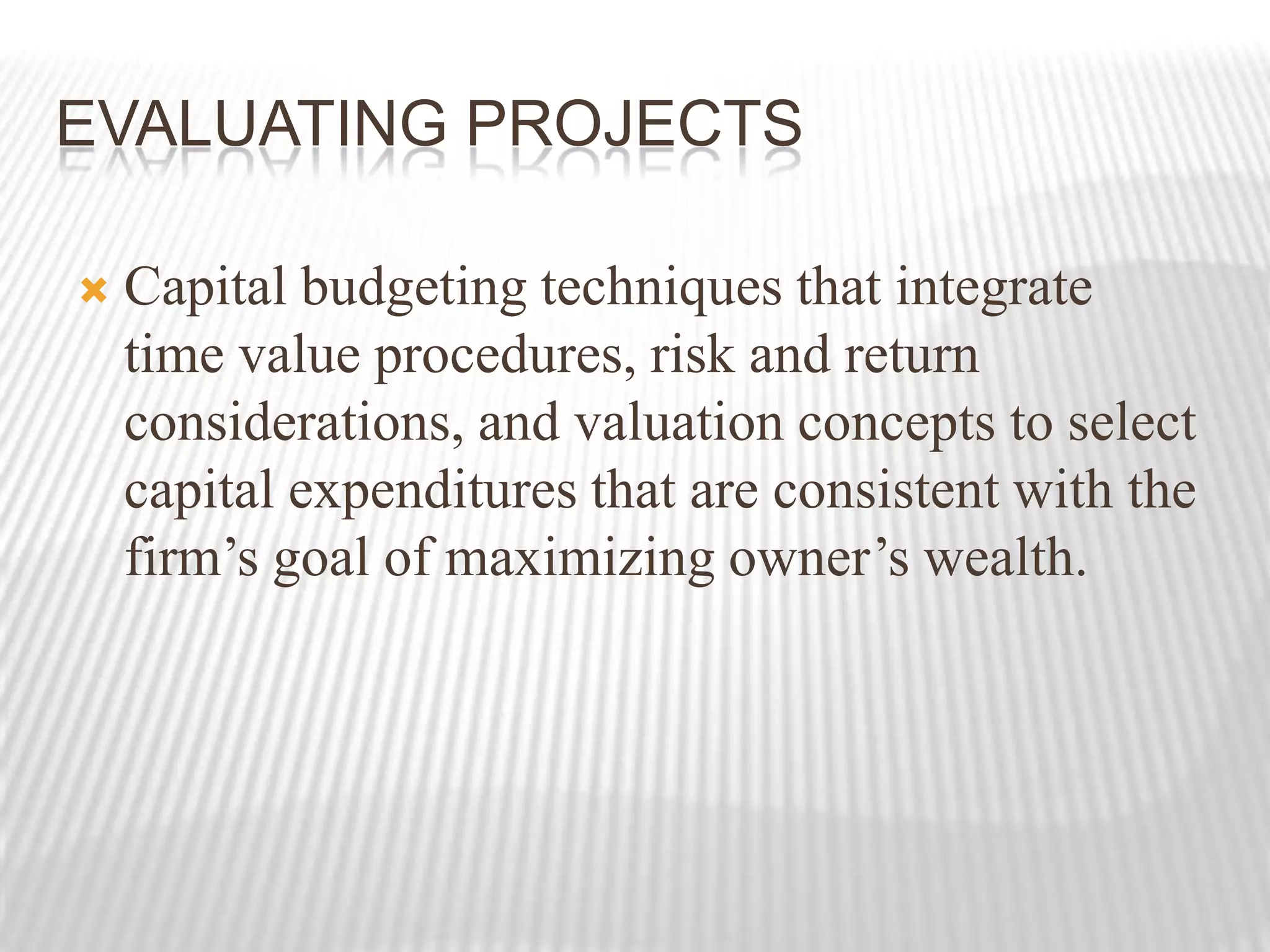 Calculation of different cash flows may be summarized as follows:INITIAL CASH OUTFLOW:Cost of new plant              + Installation expenses               + Other Capital expenditure              + Additional working capital               – Tax benefit on account of capital loss on sale of old                                                                                plant (if any)             – Salvage value of old plant + Tax liability on account of                                capital gain on sale of old plant (if any).